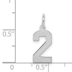 Sterling Silver/Rhodium-plated Polished Number 2 Charm
