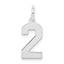 Sterling Silver/Rhodium-plated Polished Number 2 Charm