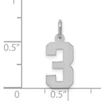 Sterling Silver/Rhodium-plated Polished Number 3 Charm