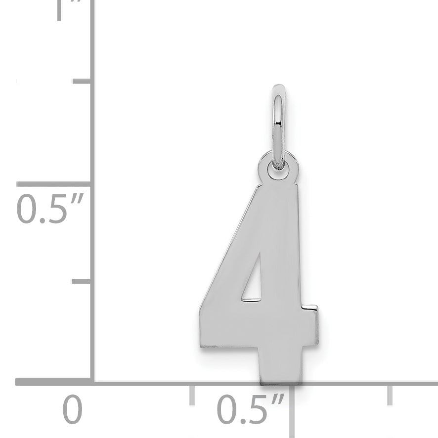 Sterling Silver/Rhodium-plated Polished Number 4 Charm