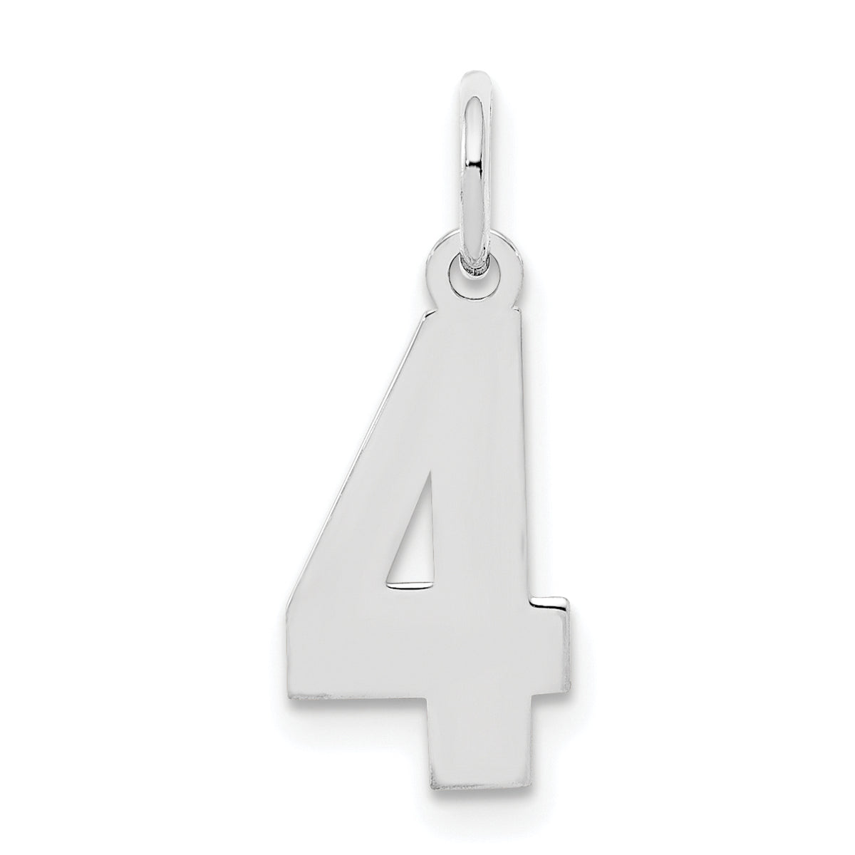Sterling Silver/Rhodium-plated Polished Number 4 Charm