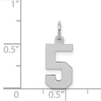 Sterling Silver/Rhodium-plated Polished Number 5 Charm