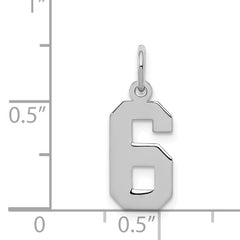 Sterling Silver/Rhodium-plated Polished Number 6 Charm