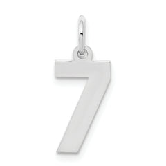 Sterling Silver/Rhodium-plated Polished Number 7 Charm