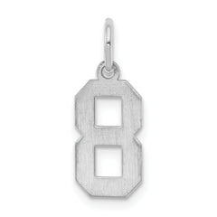 Sterling Silver/Rhodium-plated Polished Number 8 Charm