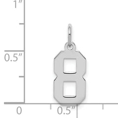 Sterling Silver/Rhodium-plated Polished Number 8 Charm