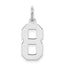 Sterling Silver/Rhodium-plated Polished Number 8 Charm