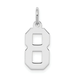 Sterling Silver/Rhodium-plated Polished Number 8 Charm
