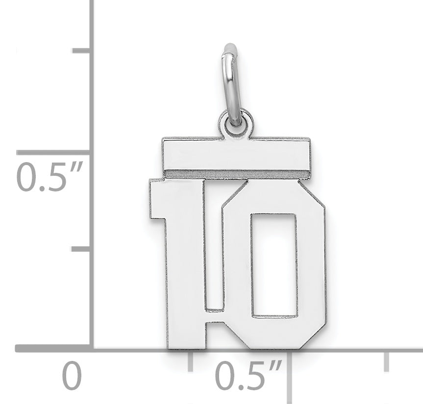 Sterling Silver/Rhodium-plated Polished Number 10 Charm