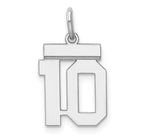 Sterling Silver/Rhodium-plated Polished Number 10 Charm