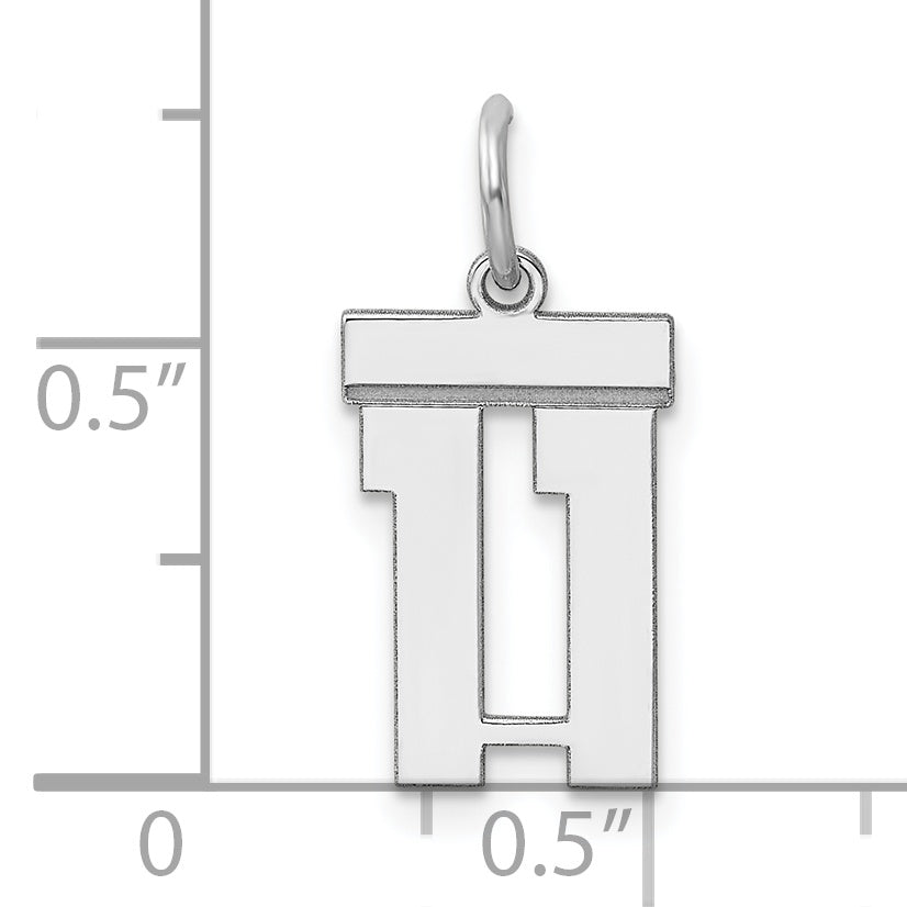 Sterling Silver/Rhodium-plated Polished Number 11 Charm