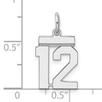 Sterling Silver/Rhodium-plated Polished Number 12 Charm
