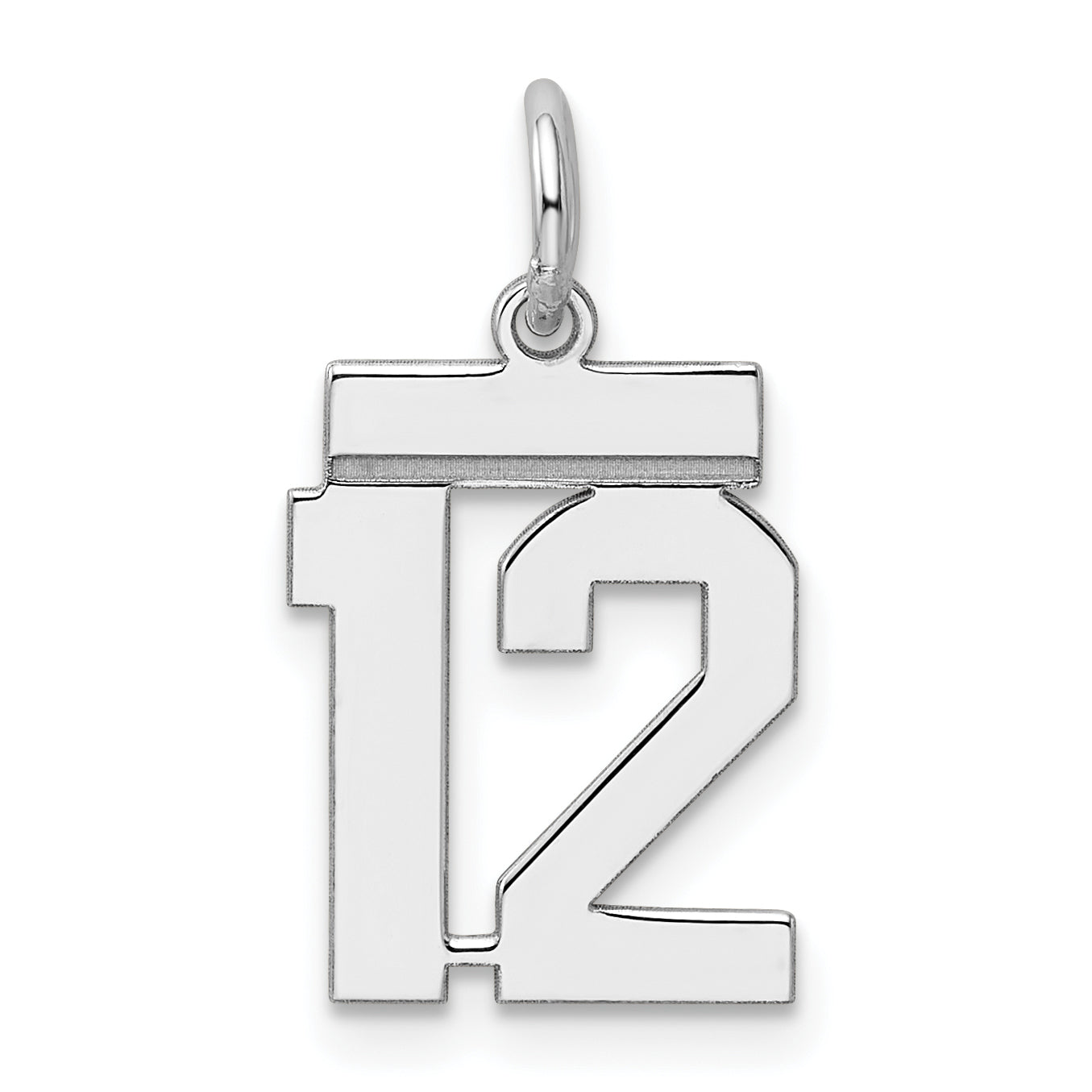 Sterling Silver/Rhodium-plated Polished Number 12 Charm Main image