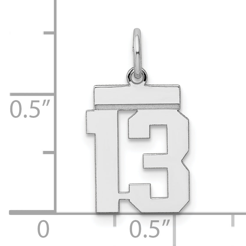 Sterling Silver/Rhodium-plated Polished Number 13 Charm