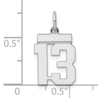 Sterling Silver/Rhodium-plated Polished Number 13 Charm