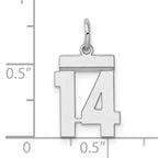 Sterling Silver/Rhodium-plated Polished Number 14 Charm