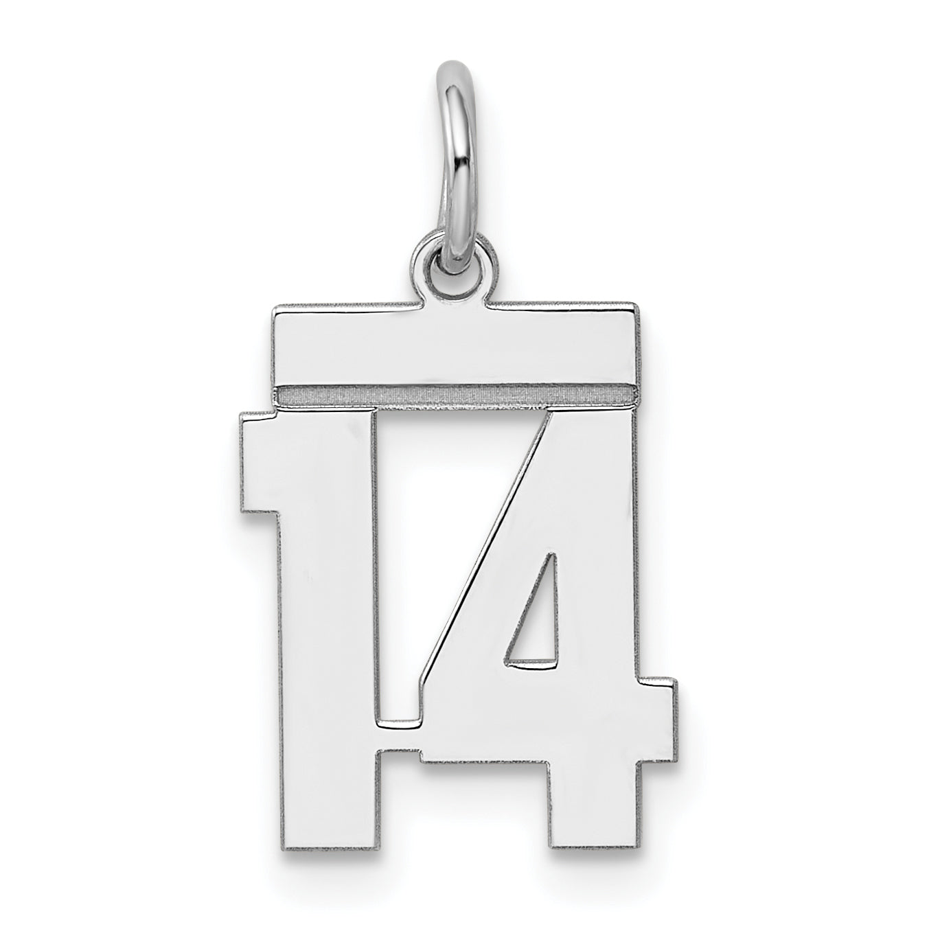 Sterling Silver/Rhodium-plated Polished Number 14 Charm Main image