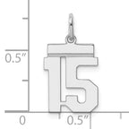 Sterling Silver/Rhodium-plated Polished Number 15 Charm