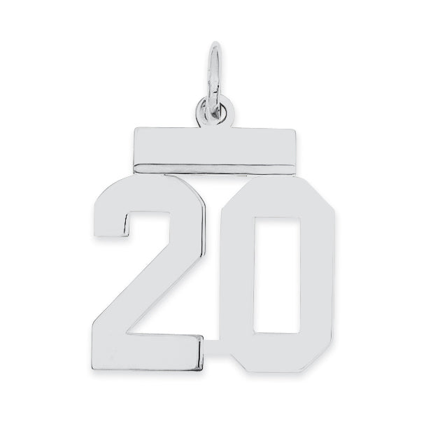 Sterling Silver/Rhodium-plated Polished Number 20 Charm Main image