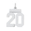 Sterling Silver/Rhodium-plated Polished Number 20 Charm