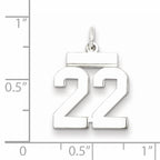 Sterling Silver/Rhodium-plated Polished Number 22 Charm