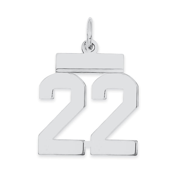 Sterling Silver/Rhodium-plated Polished Number 22 Charm Main image