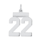 Sterling Silver/Rhodium-plated Polished Number 22 Charm