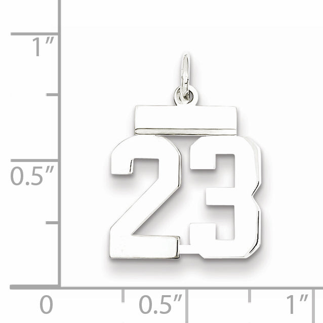 Sterling Silver/Rhodium-plated Polished Number 23 Charm Secondary image