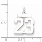 Sterling Silver/Rhodium-plated Polished Number 23 Charm