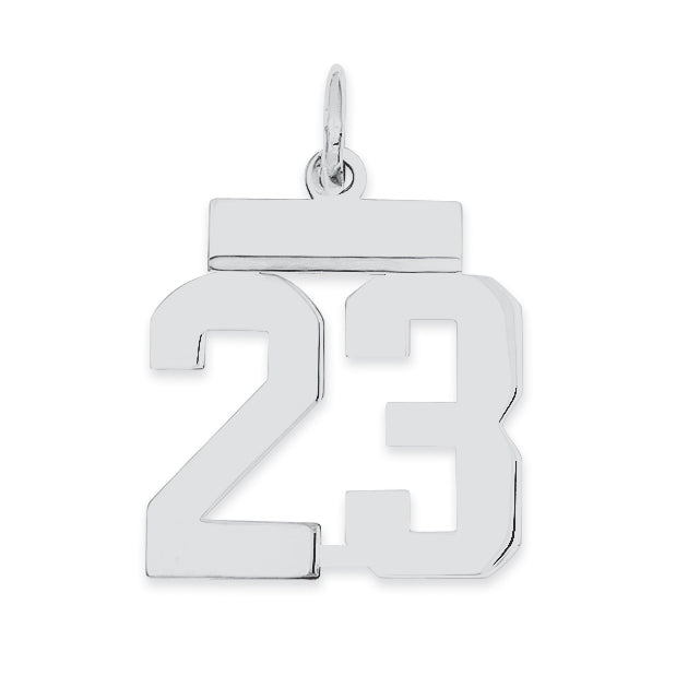 Sterling Silver/Rhodium-plated Polished Number 23 Charm Main image