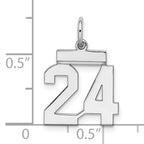 Sterling Silver/Rhodium-plated Polished Number 24 Charm