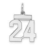 Sterling Silver/Rhodium-plated Polished Number 24 Charm
