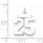 Sterling Silver/Rhodium-plated Polished Number 25 Charm