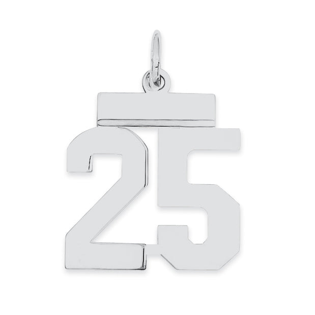 Sterling Silver/Rhodium-plated Polished Number 25 Charm Main image