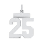 Sterling Silver/Rhodium-plated Polished Number 25 Charm