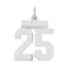 Sterling Silver/Rhodium-plated Polished Number 25 Charm