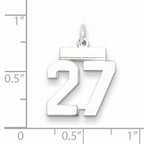 Sterling Silver Rhodium-plated Small Polished Number 27 Charm