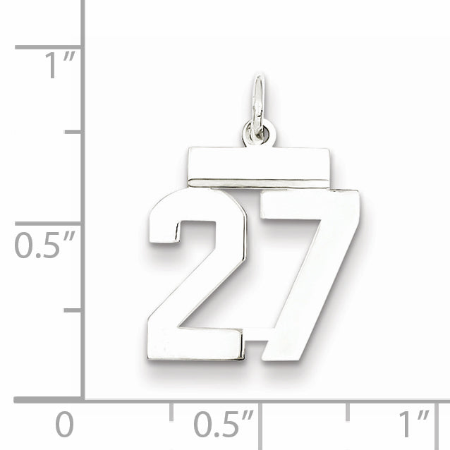 Sterling Silver Rhodium-plated Small Polished Number 27 Charm