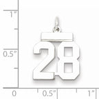 Sterling Silver Rhodium-plated Small Polished Number 28 Charm