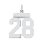 Sterling Silver/Rhodium-plated Polished Number 28 Charm