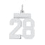 Sterling Silver/Rhodium-plated Polished Number 28 Charm