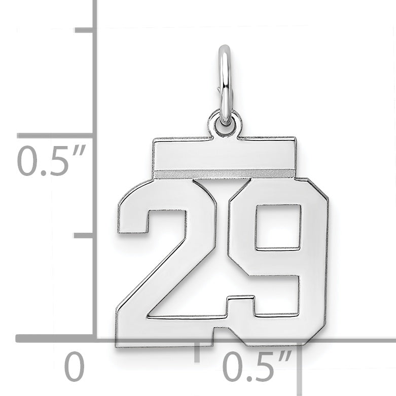 Sterling Silver Rhodium-plated Small Polished Number 29 Charm