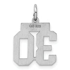 Sterling Silver Rhodium-plated Small Polished Number 30 Charm