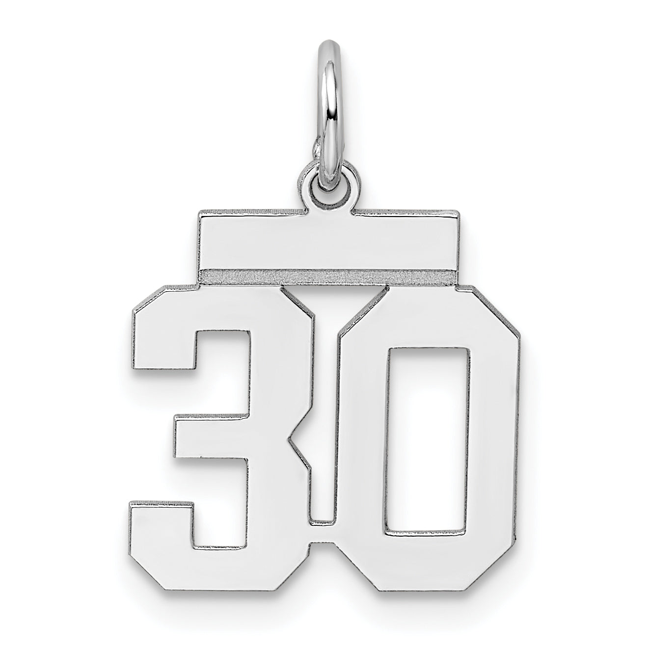 Sterling Silver/Rhodium-plated Polished Number 30 Charm Main image