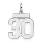 Sterling Silver/Rhodium-plated Polished Number 30 Charm