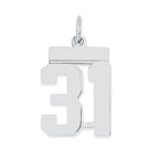 Sterling Silver/Rhodium-plated Polished Number 31 Charm