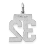 Sterling Silver Rhodium-plated Small Polished Number 32 Charm