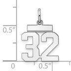 Sterling Silver Rhodium-plated Small Polished Number 32 Charm