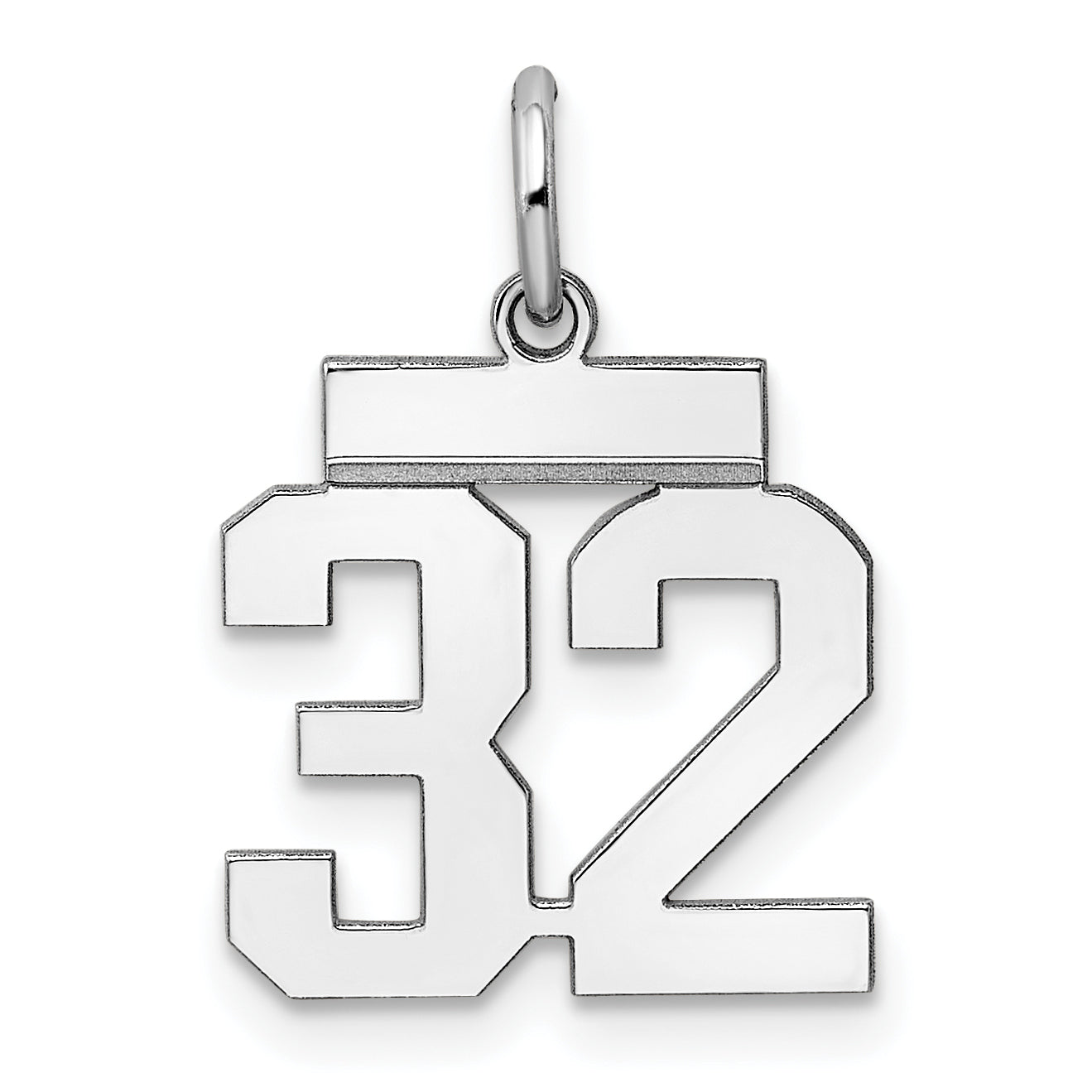 Sterling Silver/Rhodium-plated Polished Number 32 Charm Main image