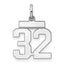 Sterling Silver/Rhodium-plated Polished Number 32 Charm